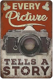 Metal Tin Sign For Metal Tin Retro Sign Every Picture Tells A Story Vintage Camera Tin Sign,Vintage Wall Decor，Novelty Signs for Home Kitchen Cafe Bar Man Cave，Vintage Wall Home Decor 12x8 Inch