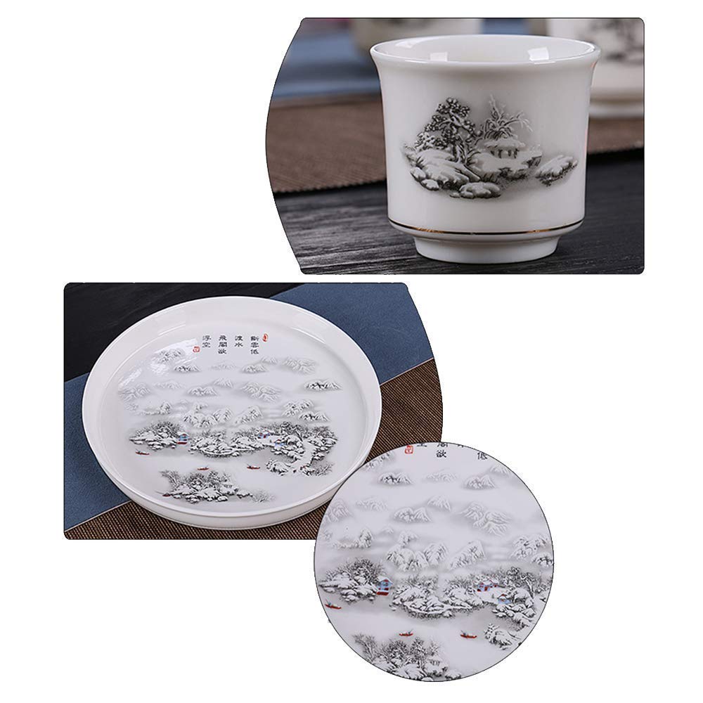 MRKU Set da sakè da 9 Pezzi, Set di Bicchieri da Vino in Ceramica Giapponese con scaldavivande e Vassoio, Tazze Tradizionali in Porcellana, Il miglior Regalo per la Famiglia e Gli Amici - Stoviglie