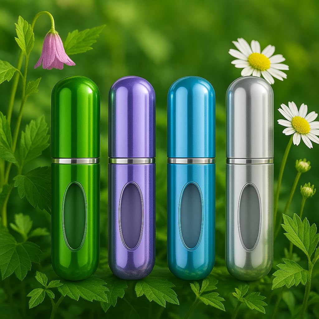 Kyrotech Mini nebulizzatore spray per profumo, ricaricabile, portatile, con pompa per viaggi e uscite (nero, argento, blu navy, lilla)