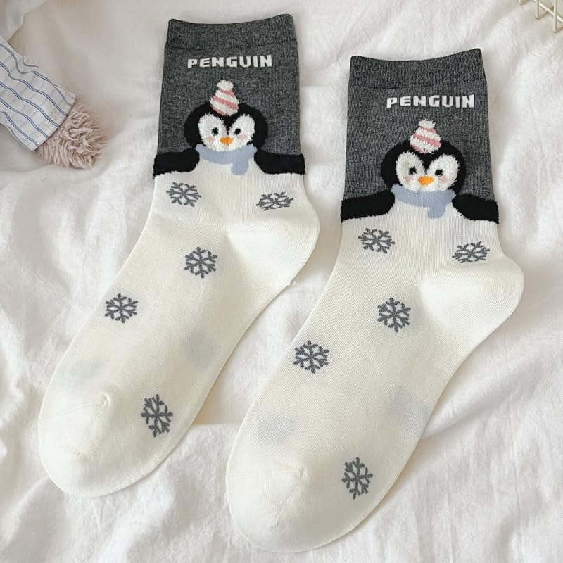 Image of Women's Crew Socks Cute Bear Cat Floral Soft Fancy Socks Gifts for Women
