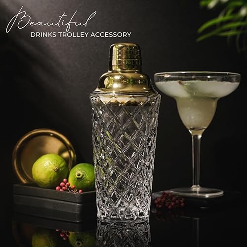 Miniatura 2 de Juego de coctelera dorada - Juego de coctelera de vidrio con colador - Juego de coctelera de Martini - 5 piezas - 15.2 fl oz - Jigger de medición a