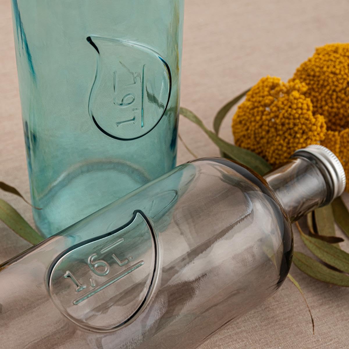 Botella De Vidrio Cosy & Trendy De 1 Litro – Diseño Belga, Tapón De Acero Inoxidable, Hermética, Ideal Para Bebidas Con Gas, En Caja De Regalo