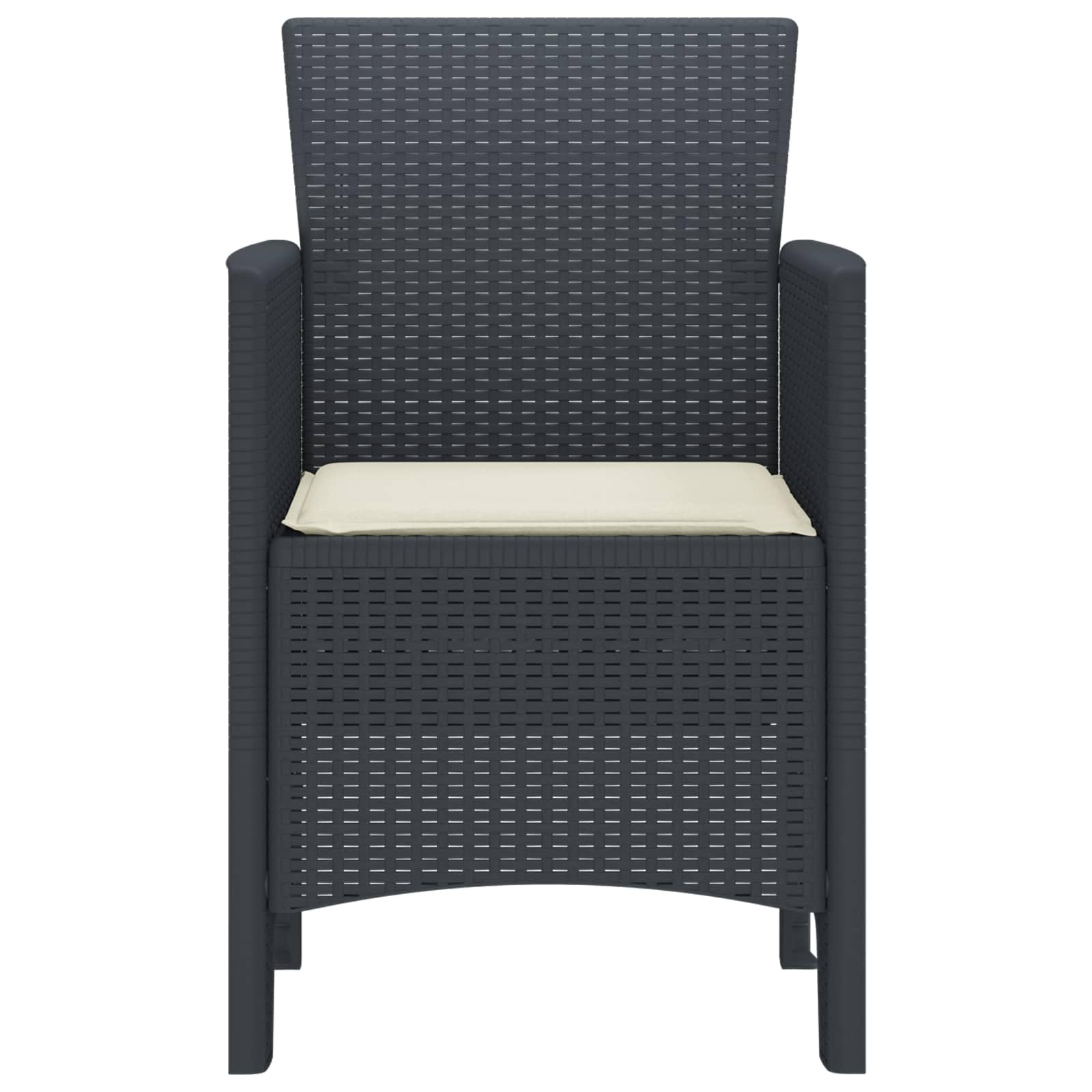 Juego de 4 sillas de jardín antracita 53 x 49 x 85 cm, polipropileno con reposabrazos, resistente a los rayos UV, apilable, para terraza, balcón, diseño moderno