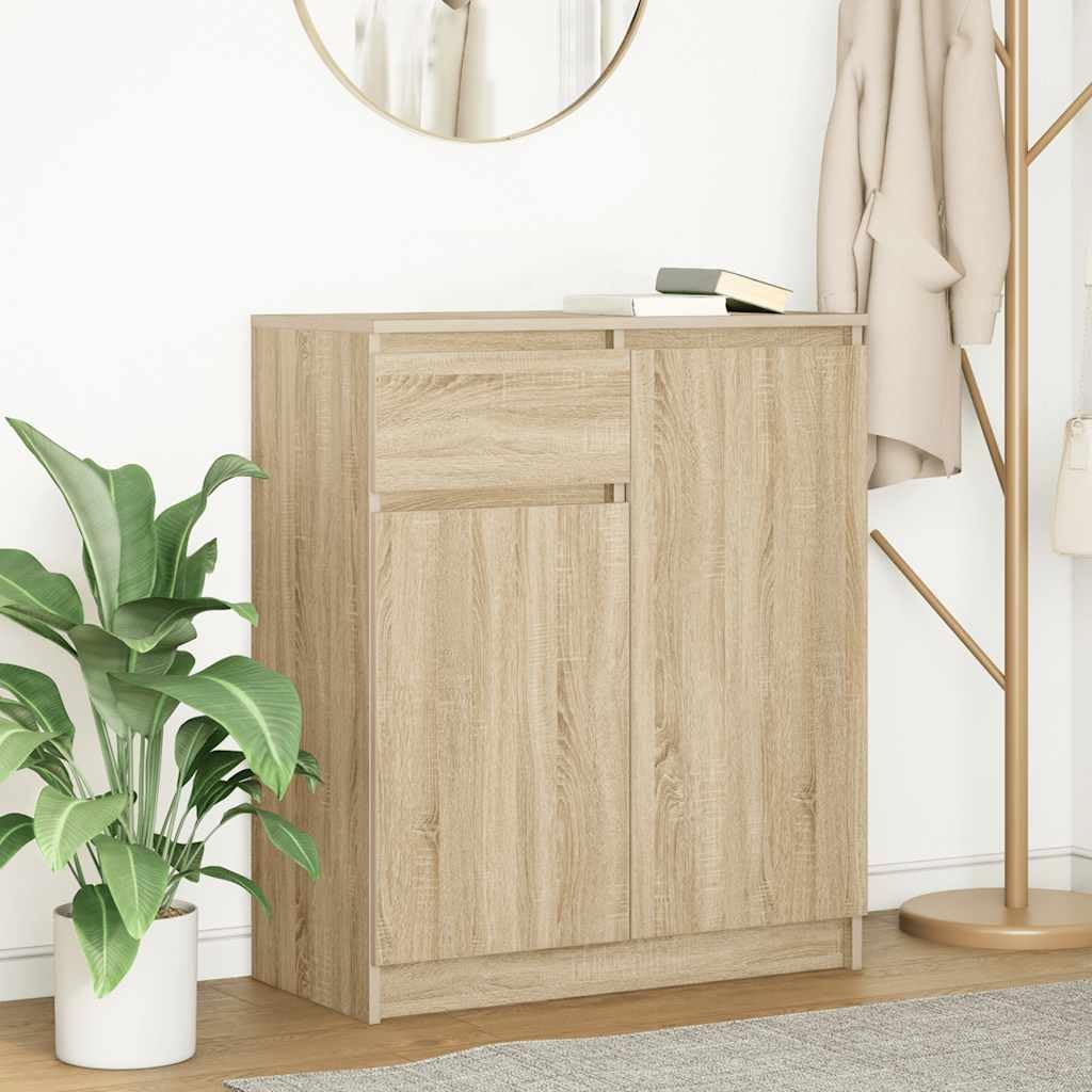 vidaXL Aparador con cajón Roble Sonoma 71x35x84 cm Madera ingeniería, Armario de almacenaje, Mueble aparador, Mueble de Pasillo, Mueble Buffet