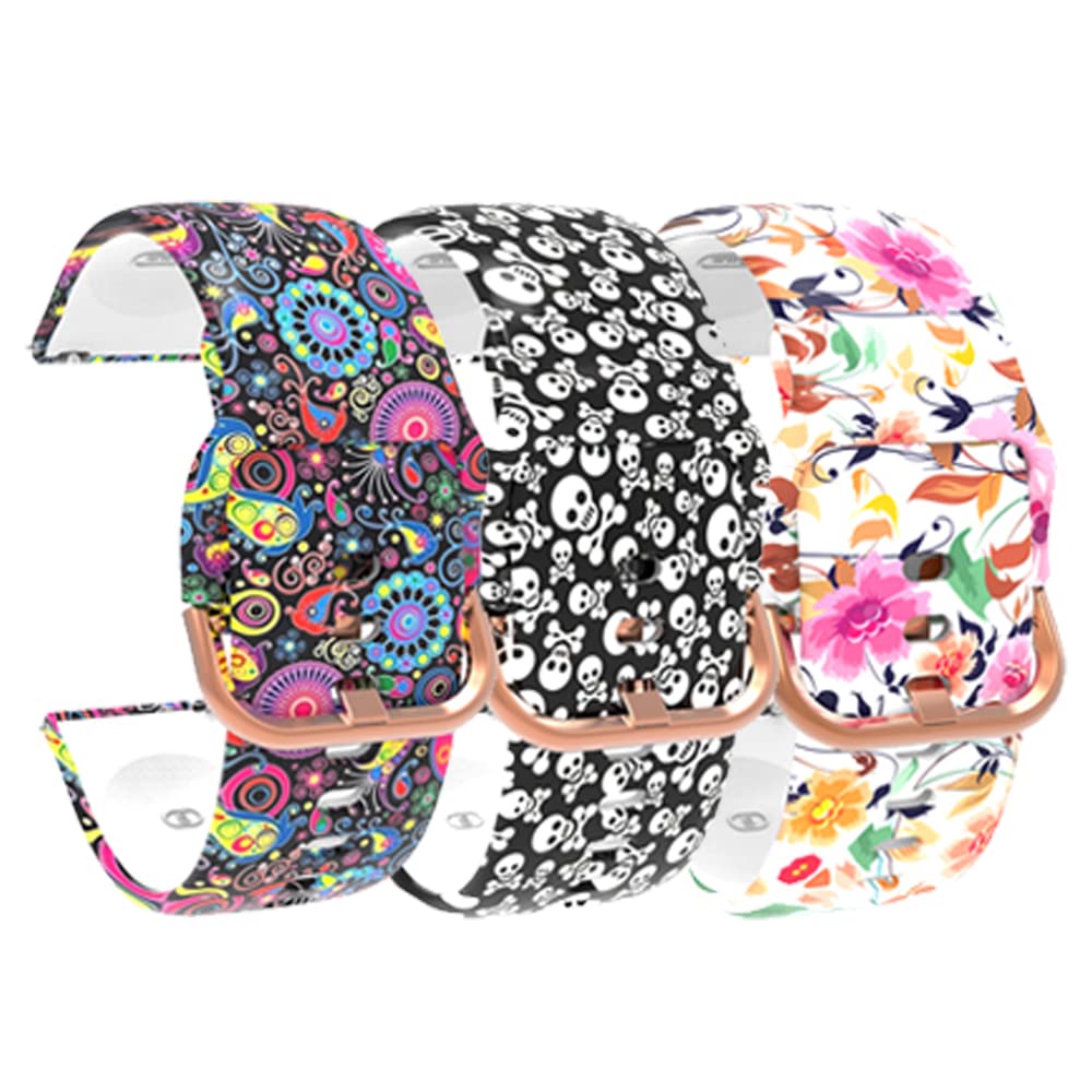 ChofitCompatible with Popglory 3 Pack 20mm Soft Silicone Quick Release Floral Pattern Strap for Popglory P22 Smartwatch