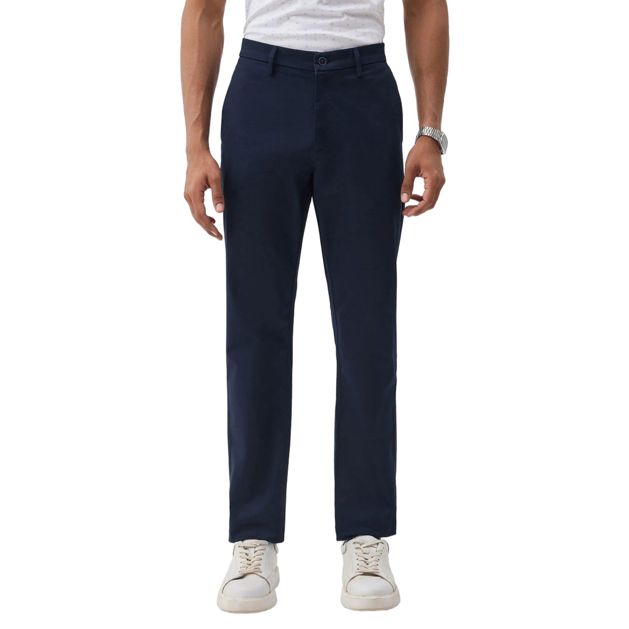 blackberrys Men's Solid Black Slim-Fit Trousers |Office Wear & Casual Wear-picture-18