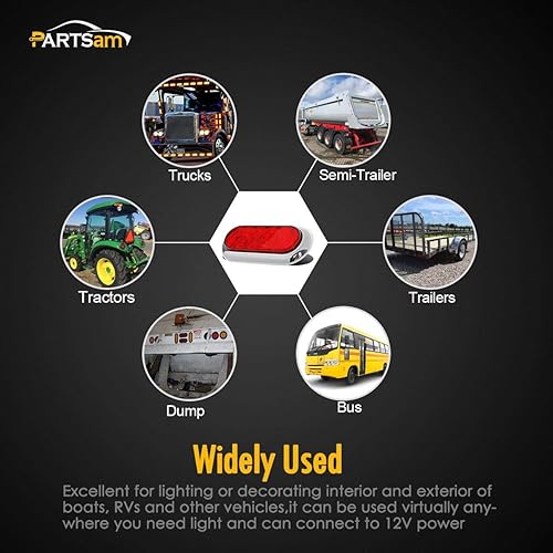 Miniatura 7 de Partsam 2 x 6 luces LED ovaladas blancas para remolque, 10 luces LED transparentes oblongas para remolque, camión, luz de respaldo inversa, montaje