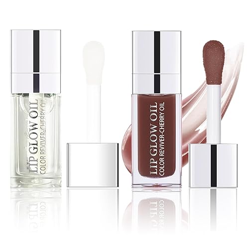 Sea-Maid Aceite de labios voluminoso, brillo labial hidratante tintado, bálsamo labial transparente, brillo de cabeza de cepillo grande, textura