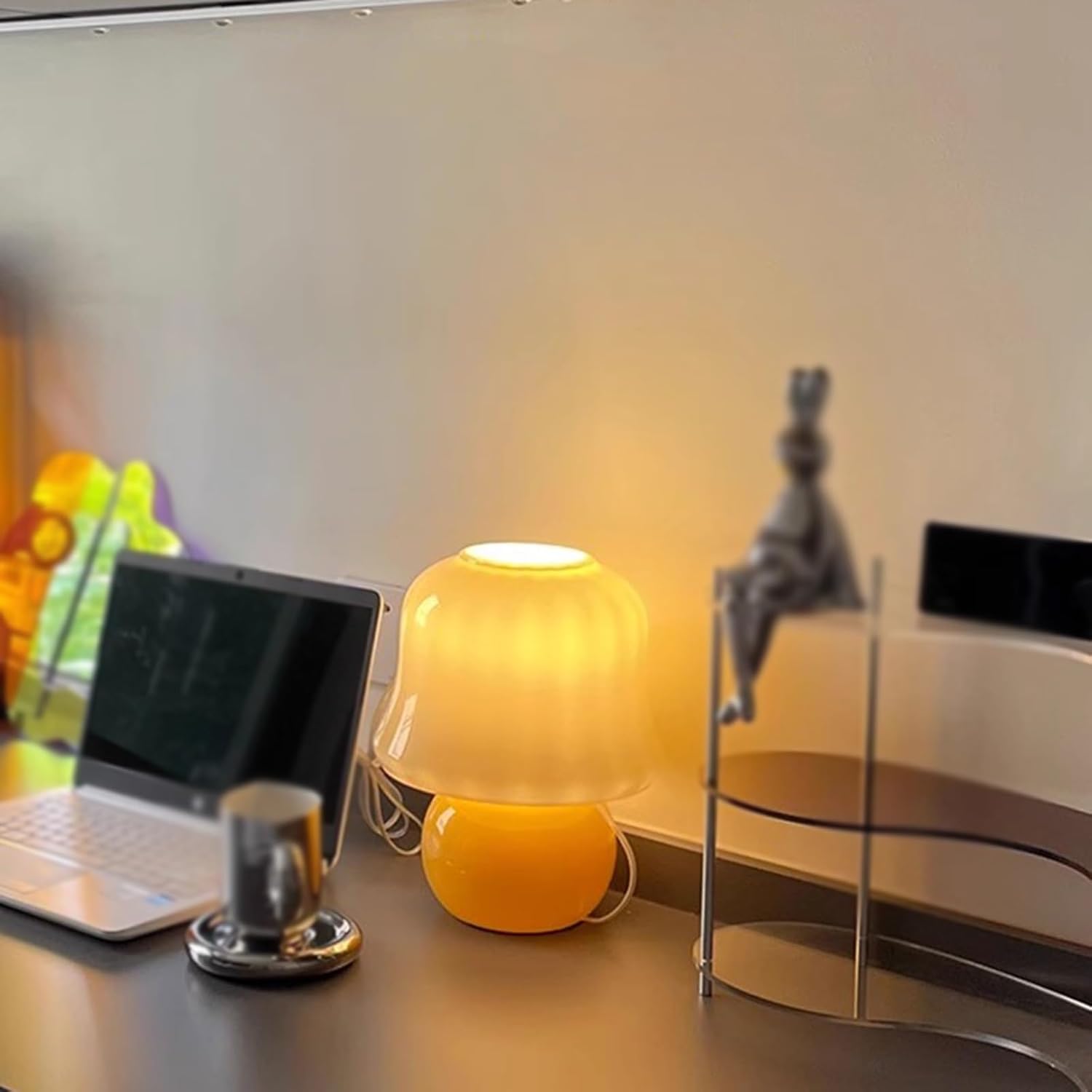 完璧 フレンチスタイルのテーブルランプ寝室のベッドサイドランプキノコモデリングアンティーク釉装飾シニア感覚 装飾