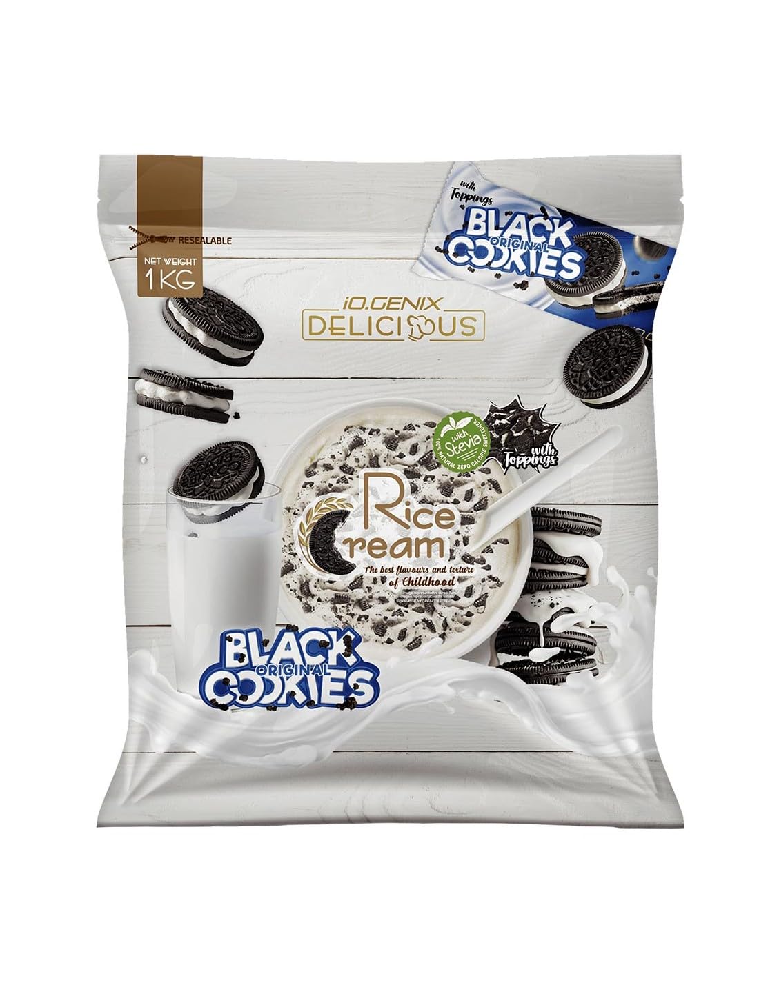 iO.GENIX - Crema de Arroz | 1 kg | Harina de Arroz Precocida | Fuente de Energia | Buena Digestibilidad (White Choco Rings) — view 10