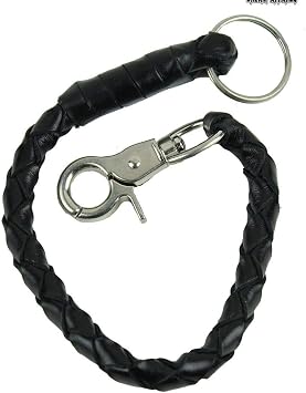 Motorcycle 14"Braided Old school Get back Whip with Key Chain Blk & Blk