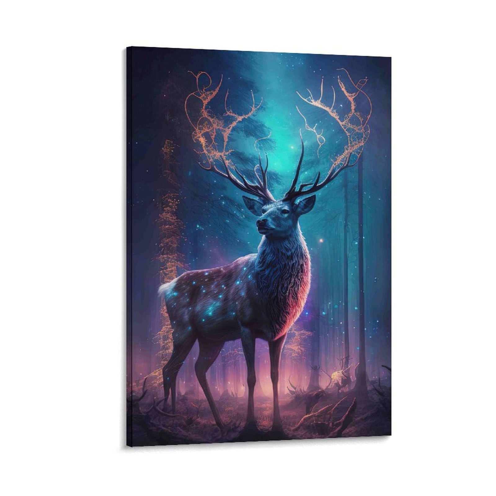 DHBANEIOK Fantasy Deer Forest Poster Artwork Canvas Prints Picture Modern Wall Art Picture Wall Hanging for Dining Room Kitchen Home Office Decor 20x30inch(50x75cm)