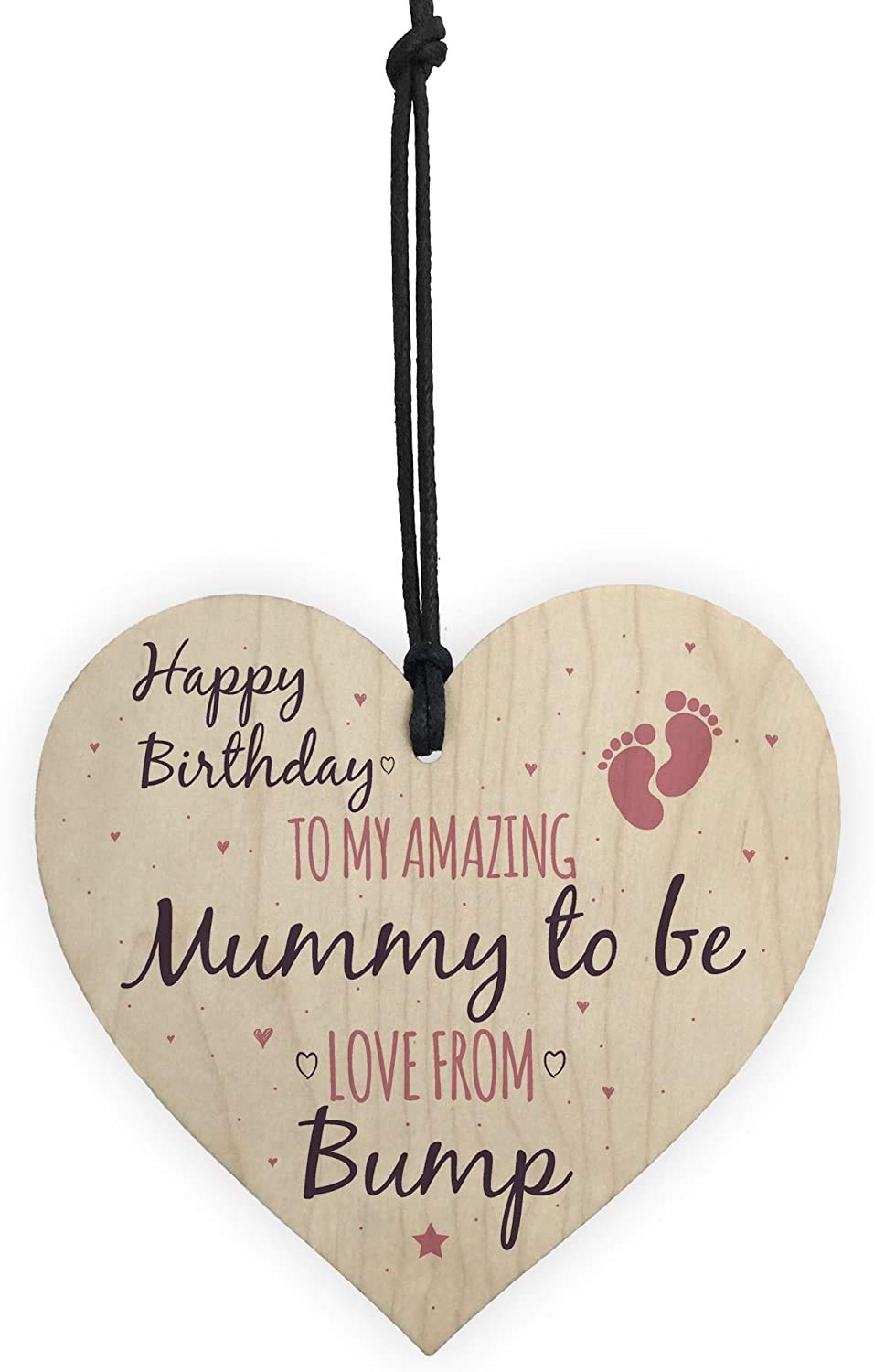 Red Ocean Multicolor Mummy To Be From Bump Happy Birthday Wood Heart Mum Mother Wife Funny Card Baby Gift