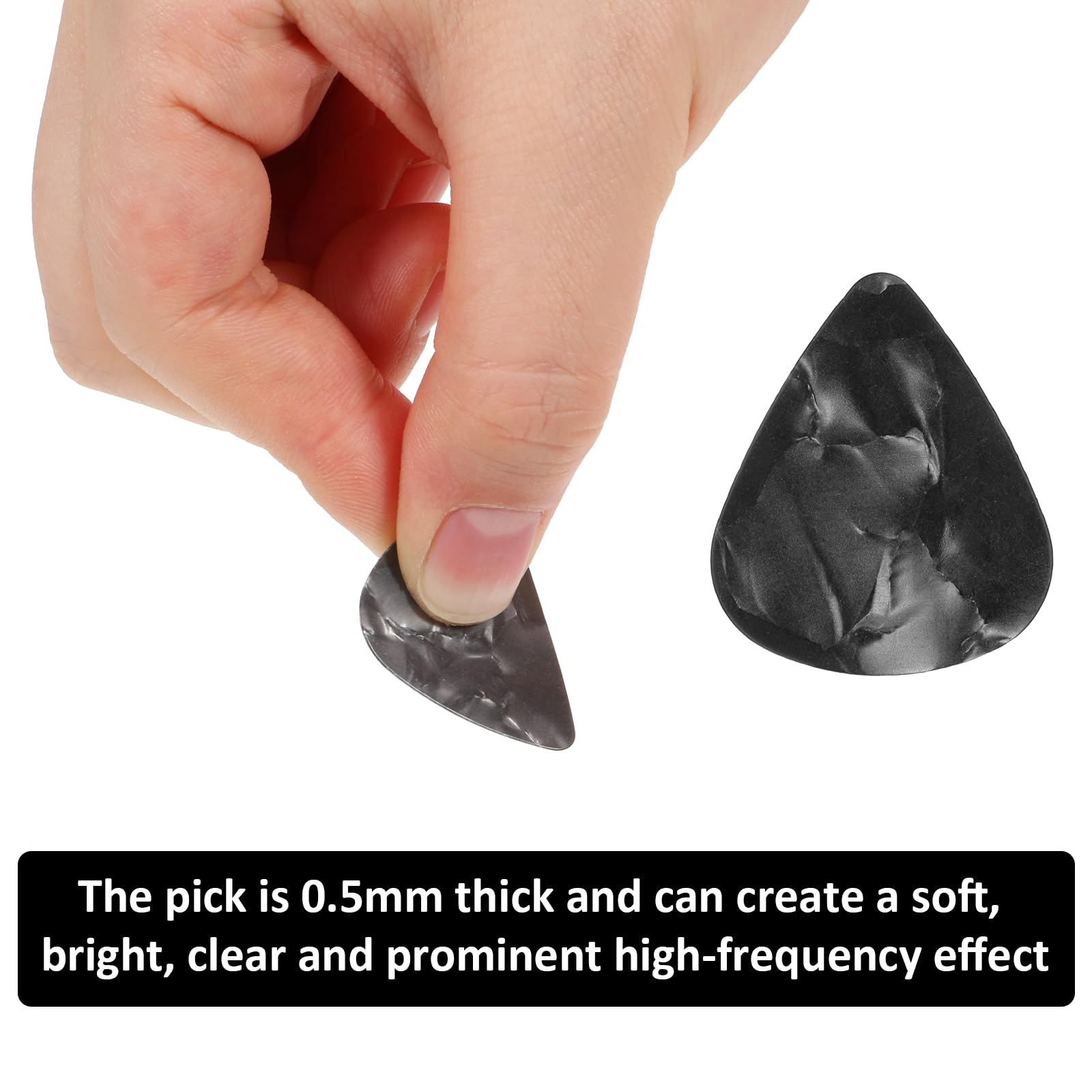 30 plettri neri per chitarra, in celluloide, per chitarra elettrica, acustica, basso (0,5 mm)