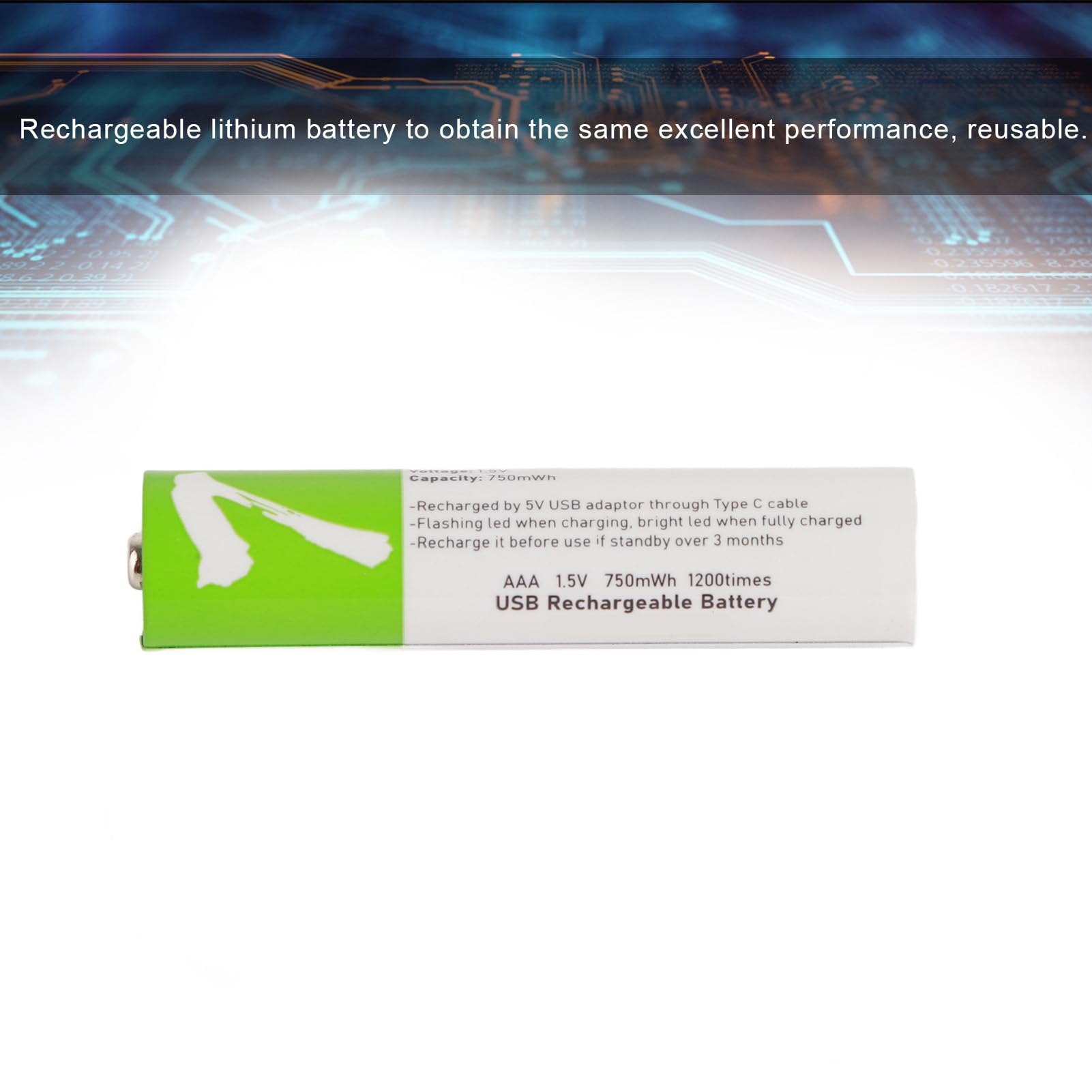 lyrlody Batterie Rechargeable AAA au Lithium-ION, Paquet de 4 Batteries de Grande capacité 750 Mah avec Chargement USB et Indicateur LED, pour Appareils Photo Numériques, Jouets et
