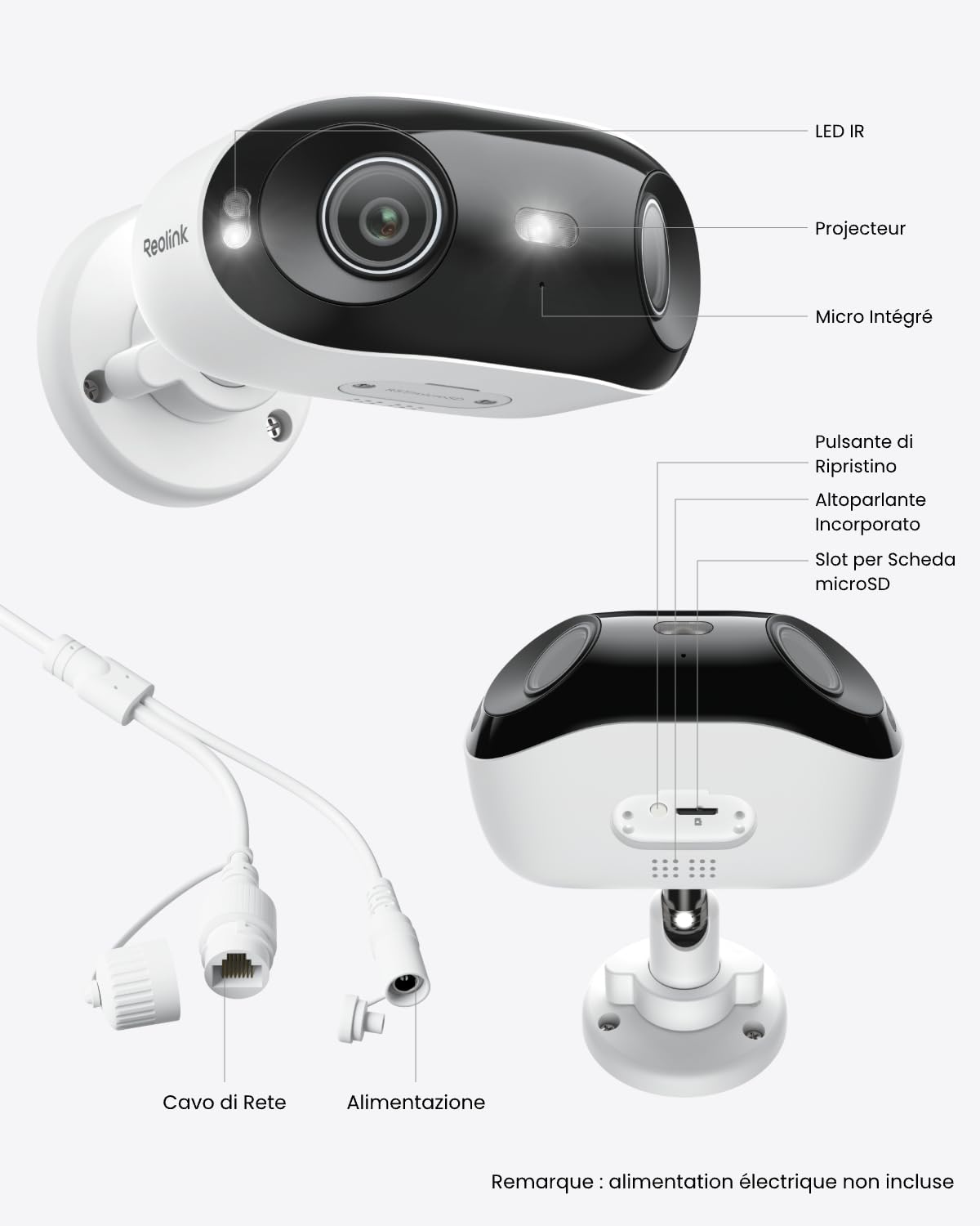 Reolink Elite XPro PoE Caméra de Surveillance 16MP 2 Objectifs Couverture 180°, Vision Nocturne ColorX/IR, Ouverture F1.0, Détection Humain/Véhicule/Animal, Trajectoire Intégrée et Enregistrement 24/7