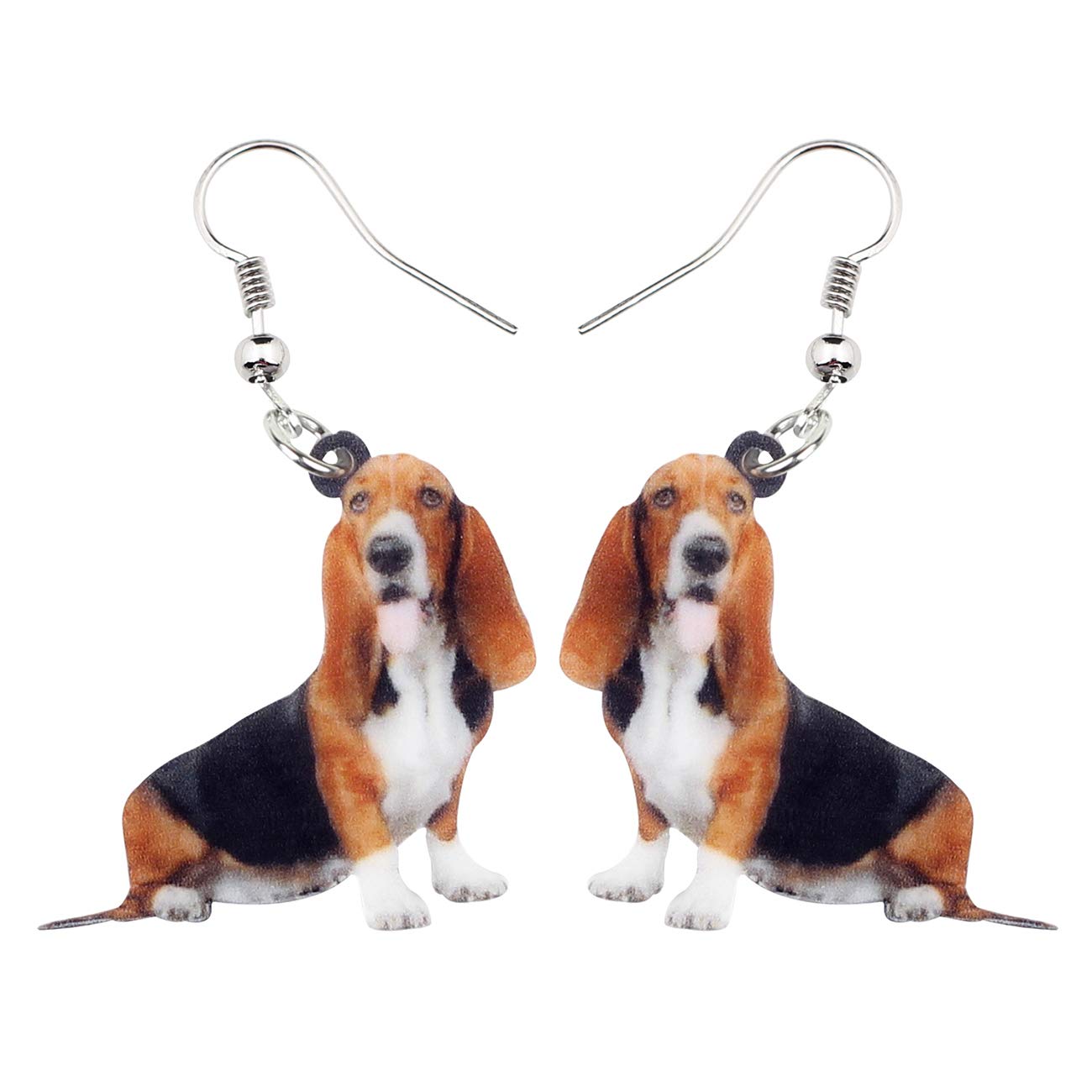 WEVENIAcrylic Basset Hound Shepherd Dog Earrings Dangle Drop Pet Jewelry For Women Party Gifts (Brown)