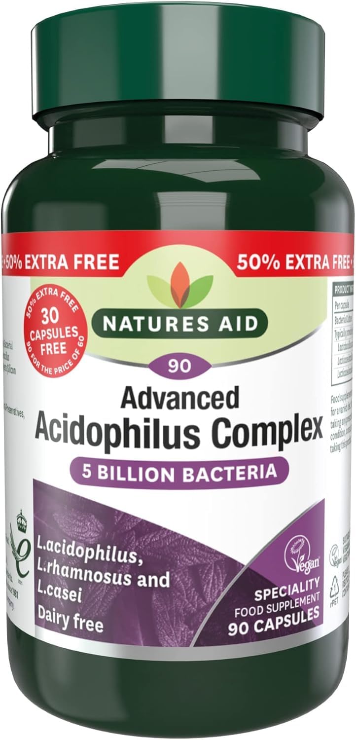 Natures Aid Acidophilus Complex 5 Billion Bacteria - 90 Capsules Lactobacillus