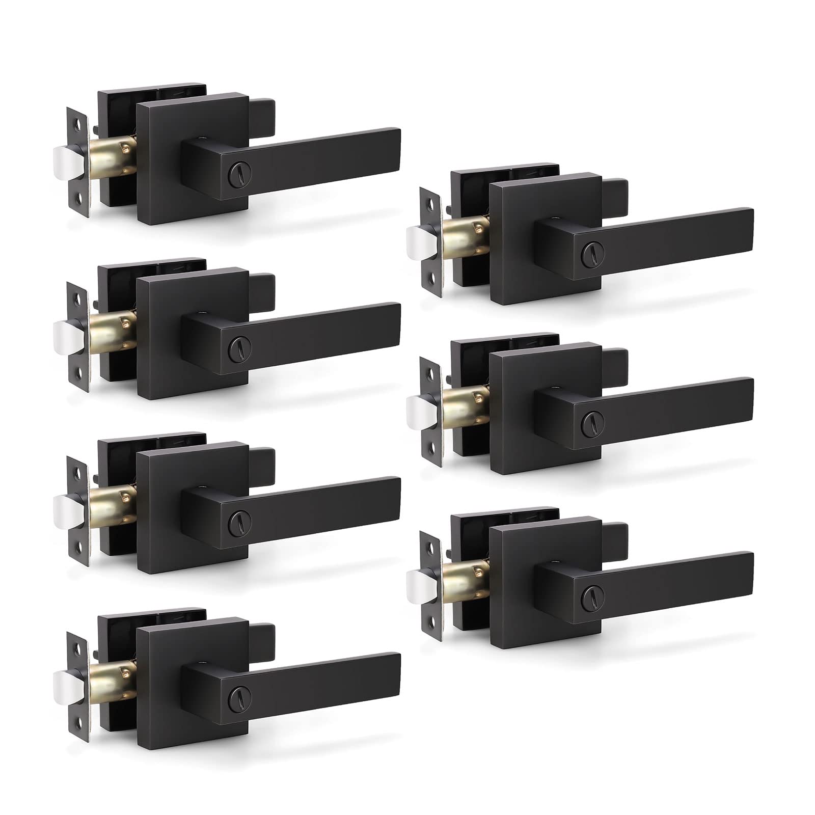 KNOBWELL Matte Black Privacy Door Knobs - Lock Included -9