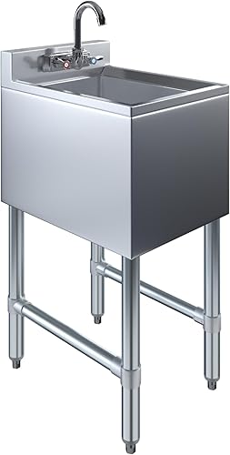 Fregadero de acero inoxidable con un solo compartimento debajo de la barra con grifo