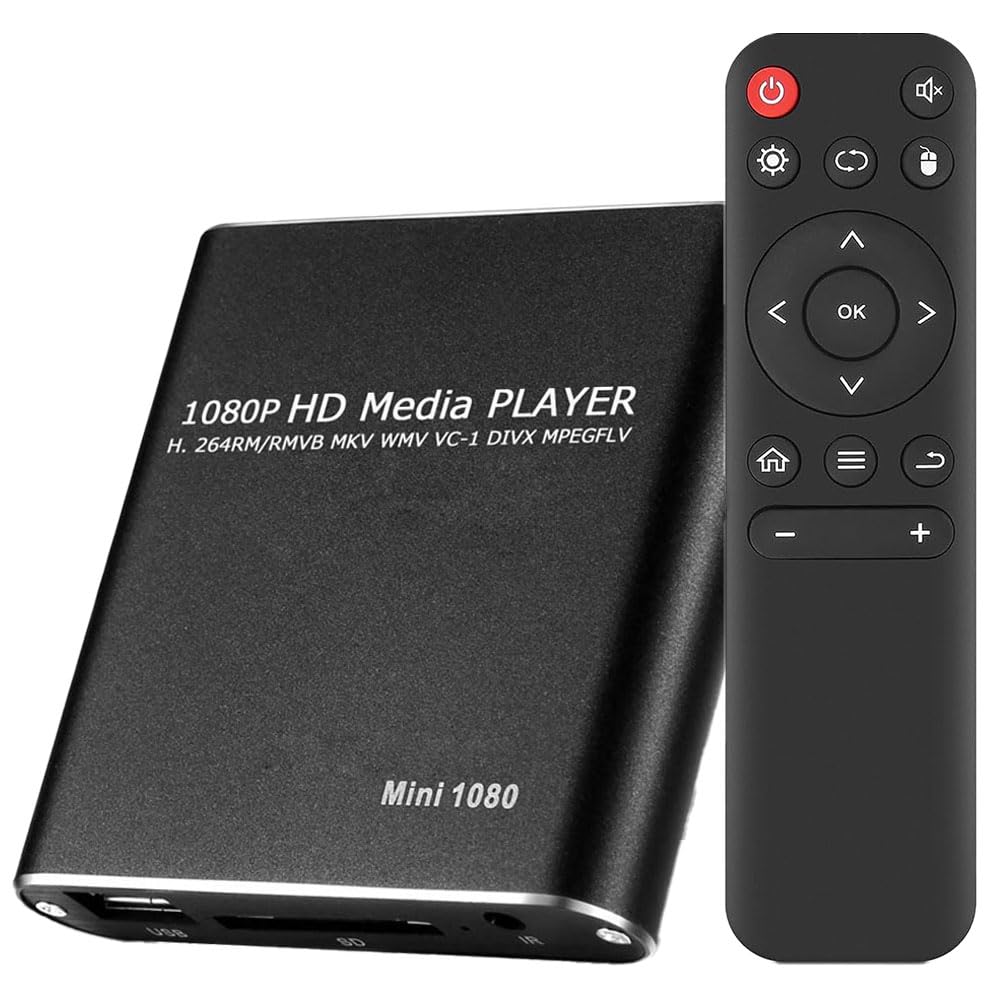 ANAMI メディアプレーヤー デジタル 映像 再生機器 デジタル マルチメディアプレーヤー テレビや液晶モニターなどで簡単動画再生 SDカード USB HDD HDMI 出力 対応 1080p フルHD 日本語取扱説明書付属 (ブラック 1個)