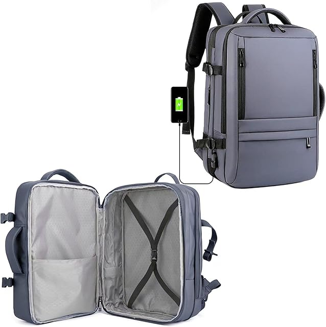 SPAHER Black Laptop Backpack for School Travel Backpack Cabin Bag 45x36x20 New Easyjet 17Inch Hand Luggage Backpack Hand Cabin Carry On Bag Luggage Approved Holdall Rucksack Flight Bag 32-40L