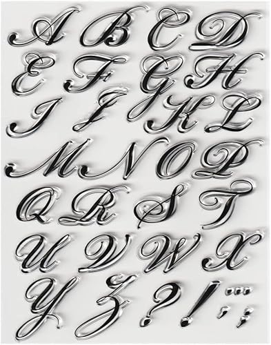 Capital - 26 sellos transparentes del alfabeto, tarjetas de silicona con sentimientos, 26 letras del alfabeto, sellos transparentes para decoración