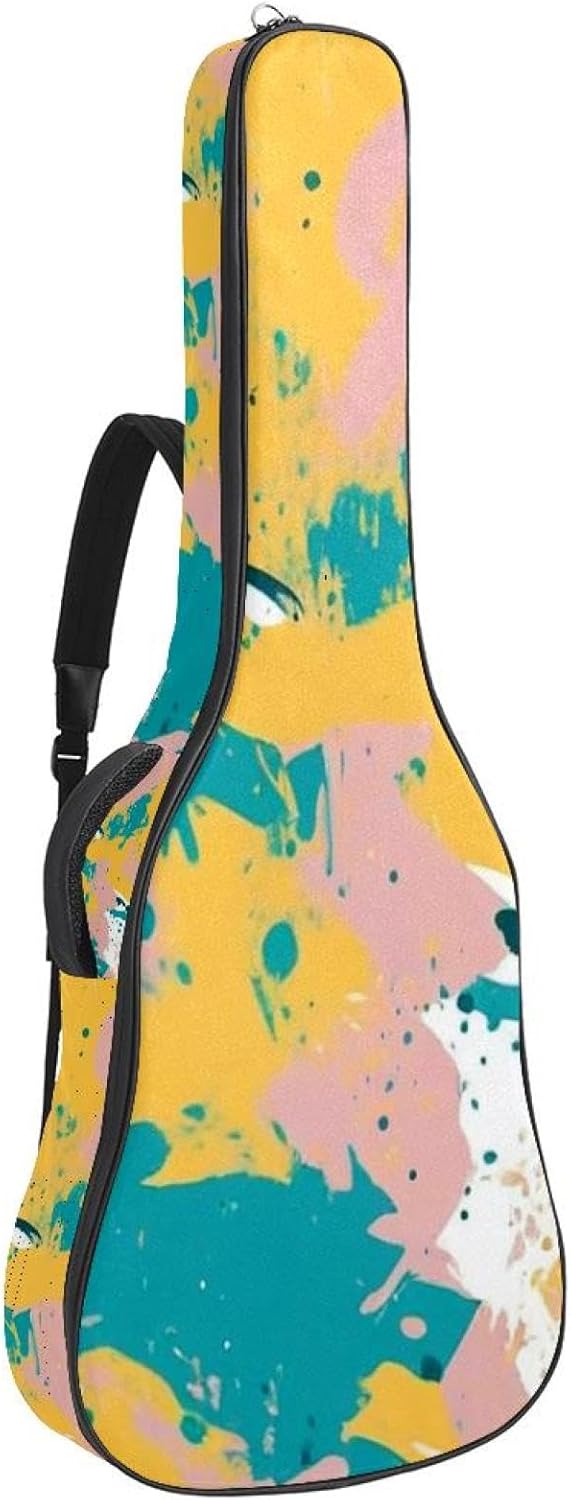 Abstract Art Guitar Bag 40 41 42 In 2 Pockets Guitar Case Waterproof Guitar Case Resistent Oxford Cloth 0.4 In Extra Thick Sponge Padded for Acoustic Guitar