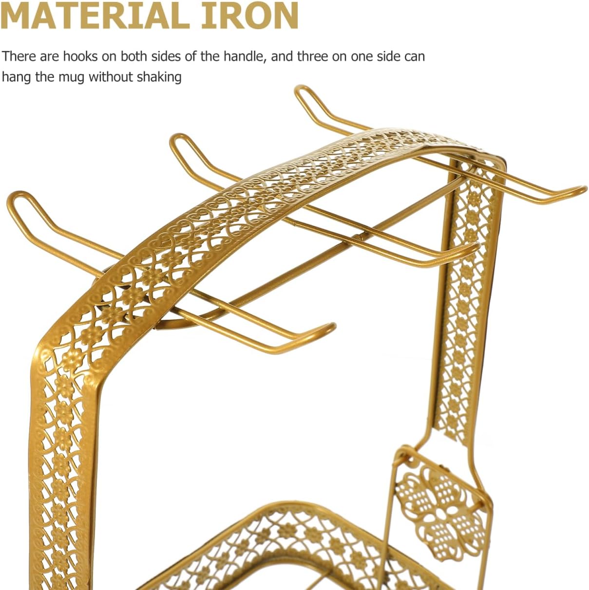 UPKOCH Coffee Mug Holder 6-Tier Metal Cup Stand with Drip Tray for Kitchen Countertop Storage and Display Organizer Rack for Coffee Cups and Tea Mugs 11.14X8.85X7.28 Inches