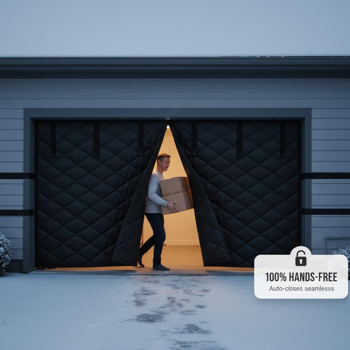 Tenda termica magnetica per porta, con finestra in EVA, resistente, isolante, per officina, insonorizzata e facile da montare (nero, 430 x 425 cm)