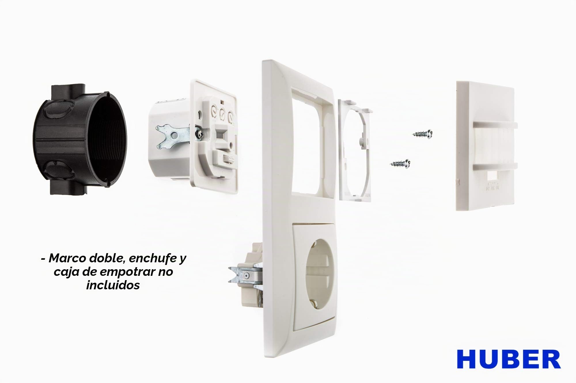 HUBER Motion 14 Detector de Movimiento PIR 170° [55x55mm] para Interiores I Detector de Movimiento Empotrado, 2 sensores - Sensor de Movimiento con Interruptor, también para Serie de interruptores