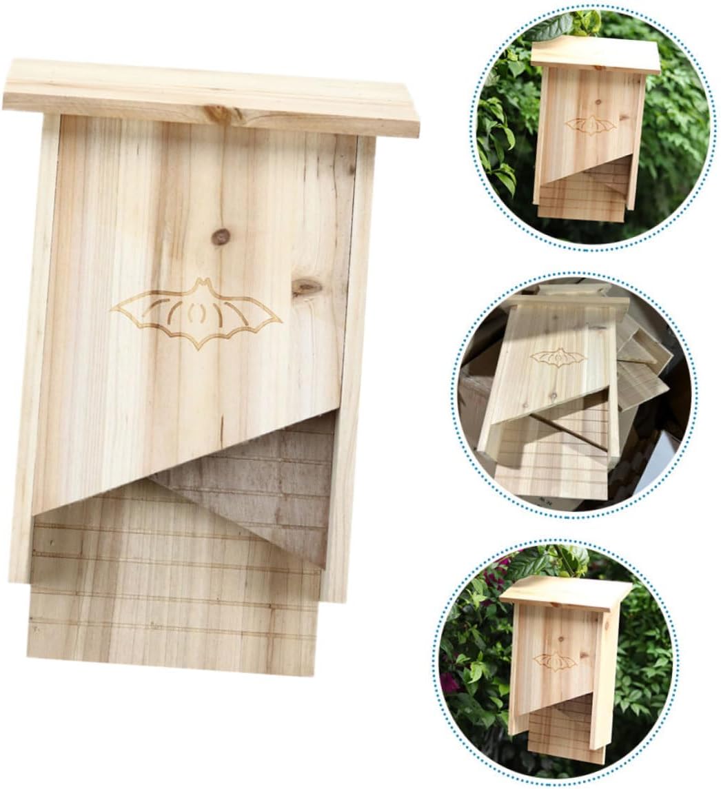 Happyyami Bat House for Outdoors Easy to Install Backyard Bat Box Lightweight for Courtyard for Attracting