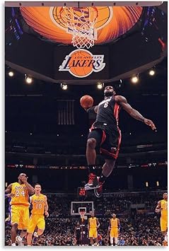 Amazon Co Jp スポーツポスター ジェームズ スラムダンク キャンバスポスター寝室の装飾スポーツ風景オフィスルームの装飾ギフト キャンバスポスター壁アートの装飾リビングルームの寝室の装飾のための絵画の印刷 x30inch 50x75cm ホーム キッチン
