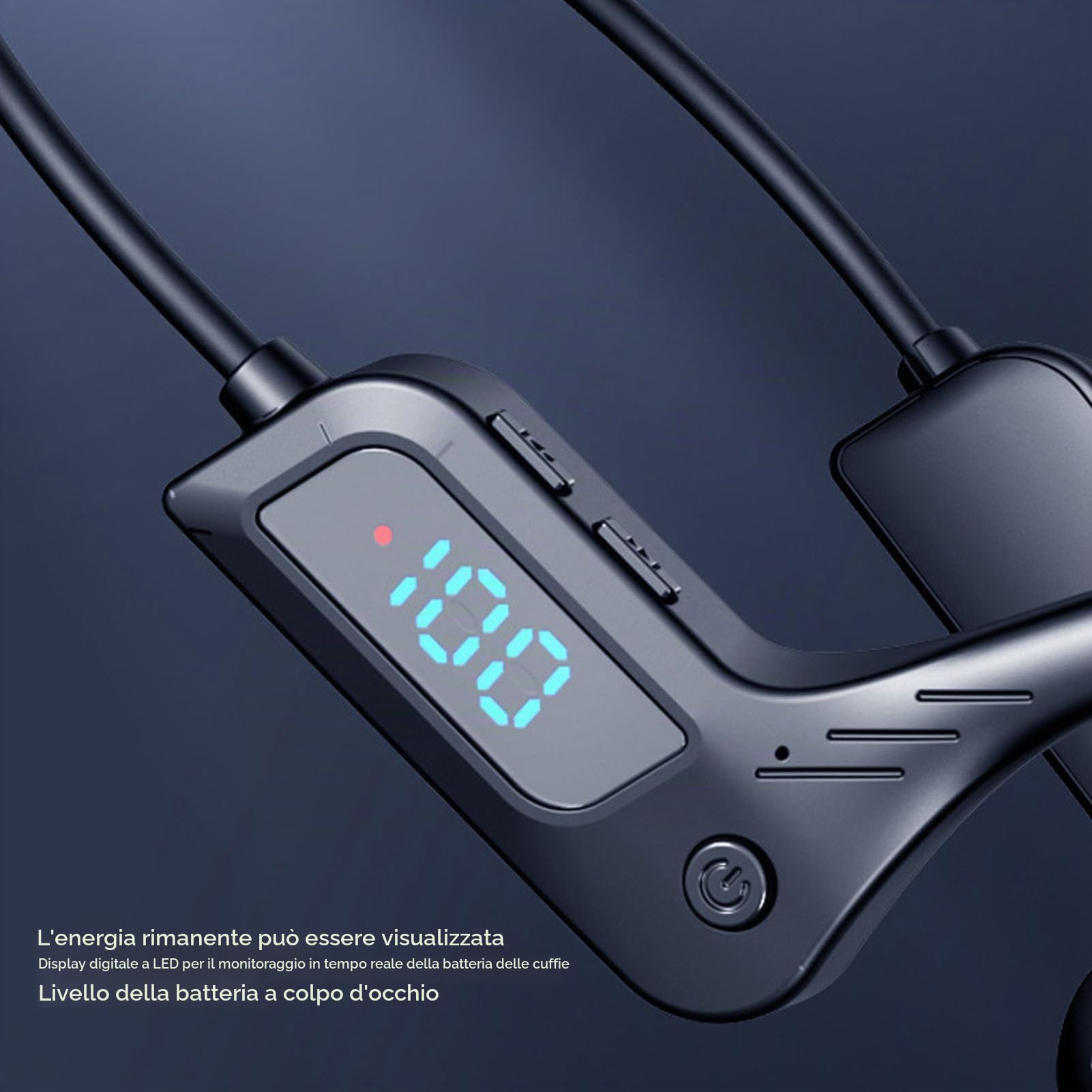 X7 Cuffie a conduzione ossea, cuffie auricolari aperte wireless Bluetooth 5.3 con 10 ore di autonomia, impermeabilità IP68, resistenti al sudore, con display digitale LED, microfono integrato