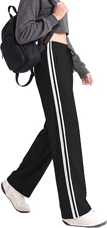 Safort Womens 28"/30"/32"/34" Track Pants Wide Leg Sweatpants Zipper Pockets Jogger Athletic Running