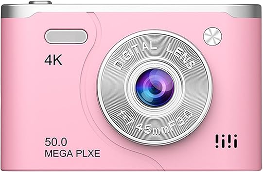 Pink Digital Camera 1080P Mini Camera for Photography, CCD Vlogging Camera with 5000Megapixels, Anti-Shake, 2.4 Inch LCD Screen, 8X Zoom, Continuous Shooting, Professional Video Camera, Cool Stuff