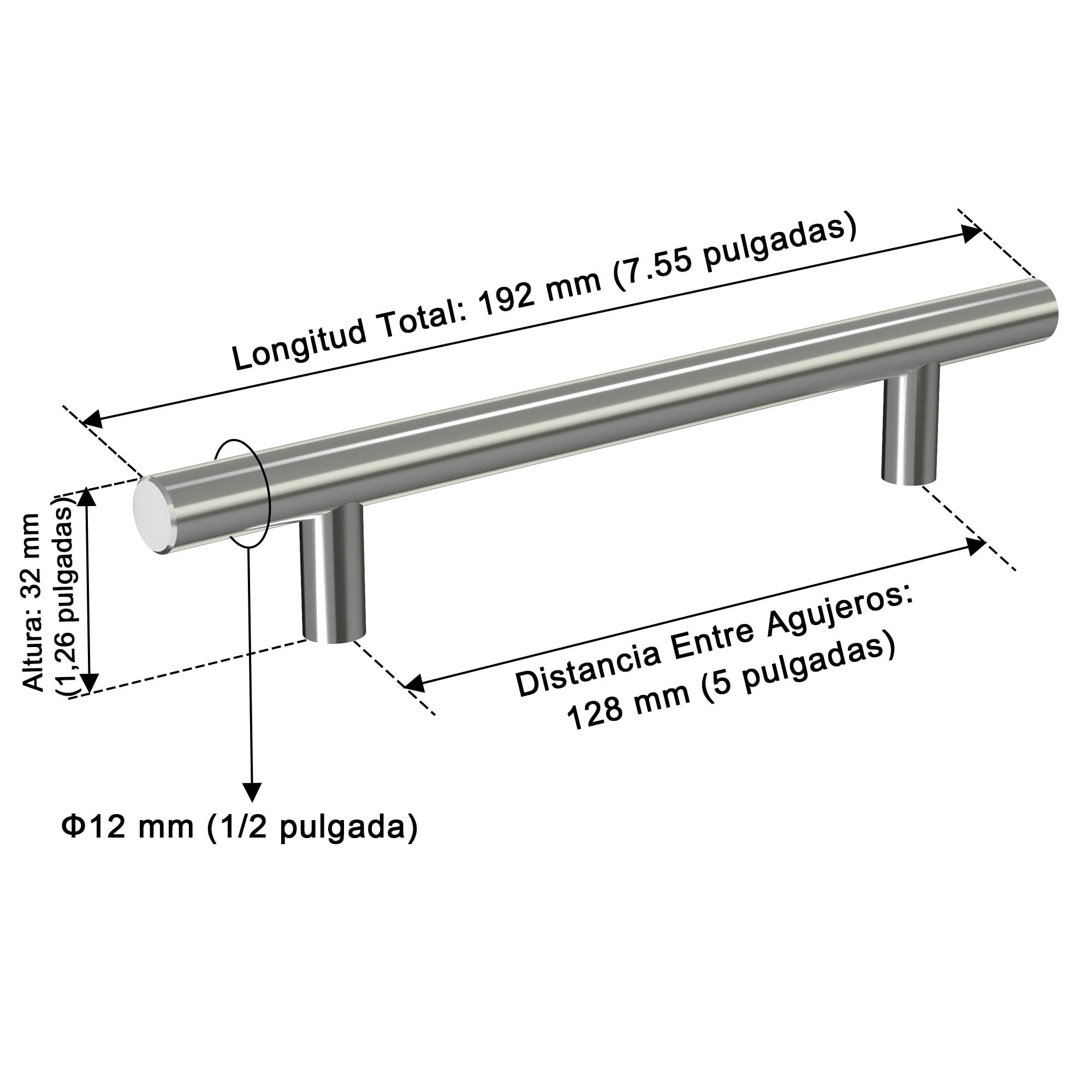 Tiradores Cocina Tiradores Armarios 20 Piezas Acero 128MM Inoxidable Lnstalación de Agujeros Lnstalación de Agujeros Plata