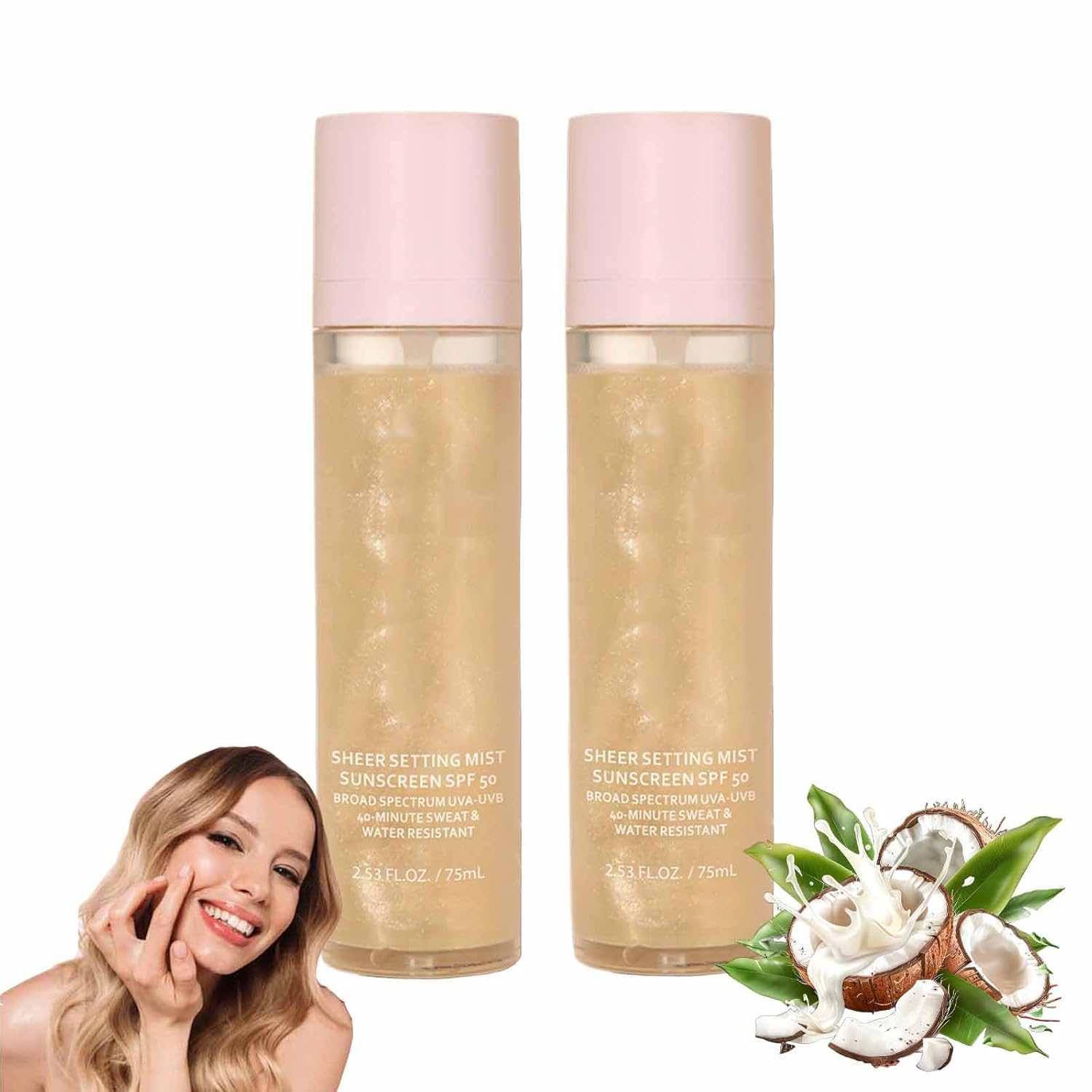 Elaria Sheer Setting Mist Sunscreen SPF 50, Sunglaze Sheer Setting Mist Sunscreen SPF 50, Weightless Mist That Sets Makeup Flawlessly