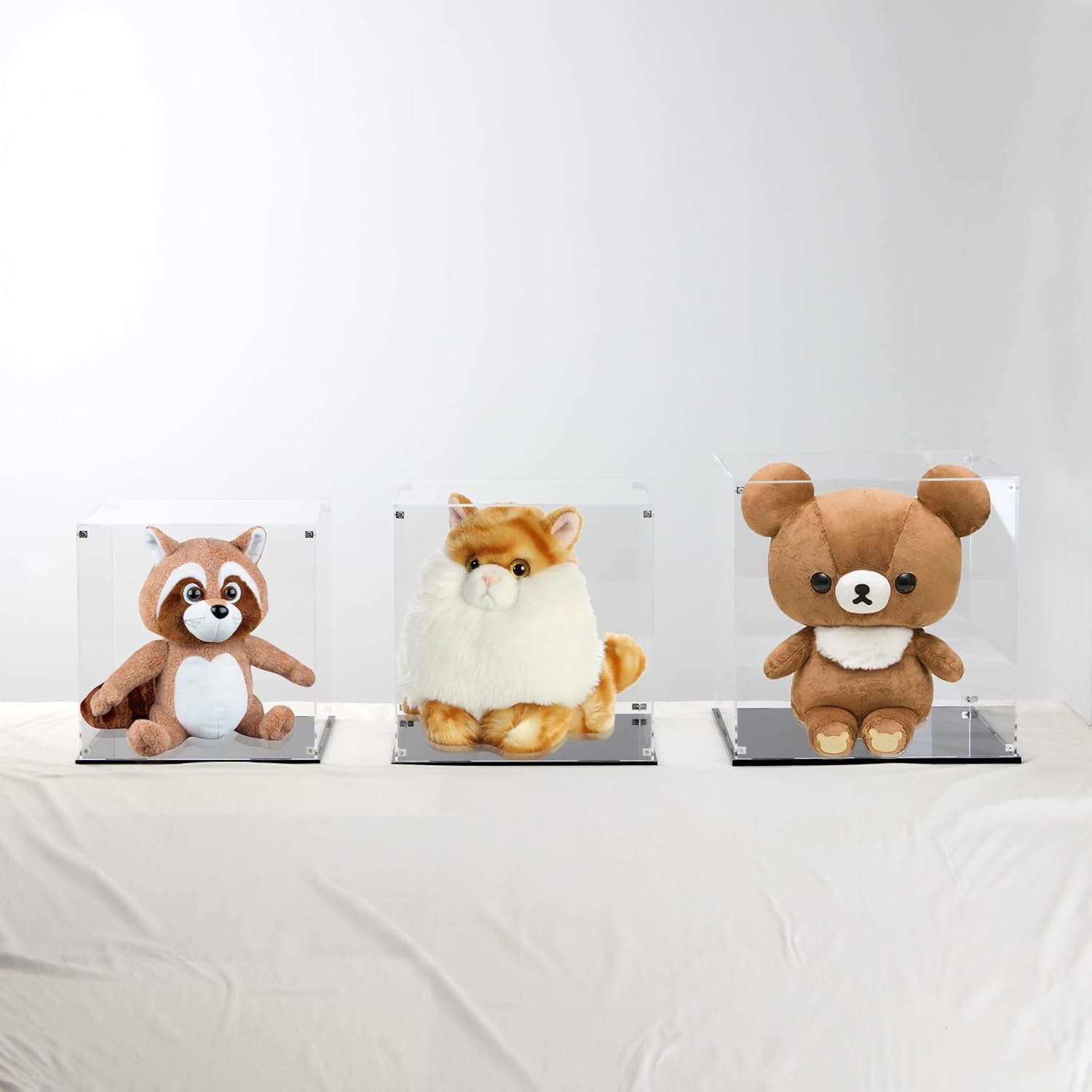 13 Inch Clear Self Assembly Acrylic Display Case, Clear Cube Counter Tops Box Dustproof Protection Showcase, Display Box Storage Holder for Figurine Large Collectibles Basketball Memorabilia