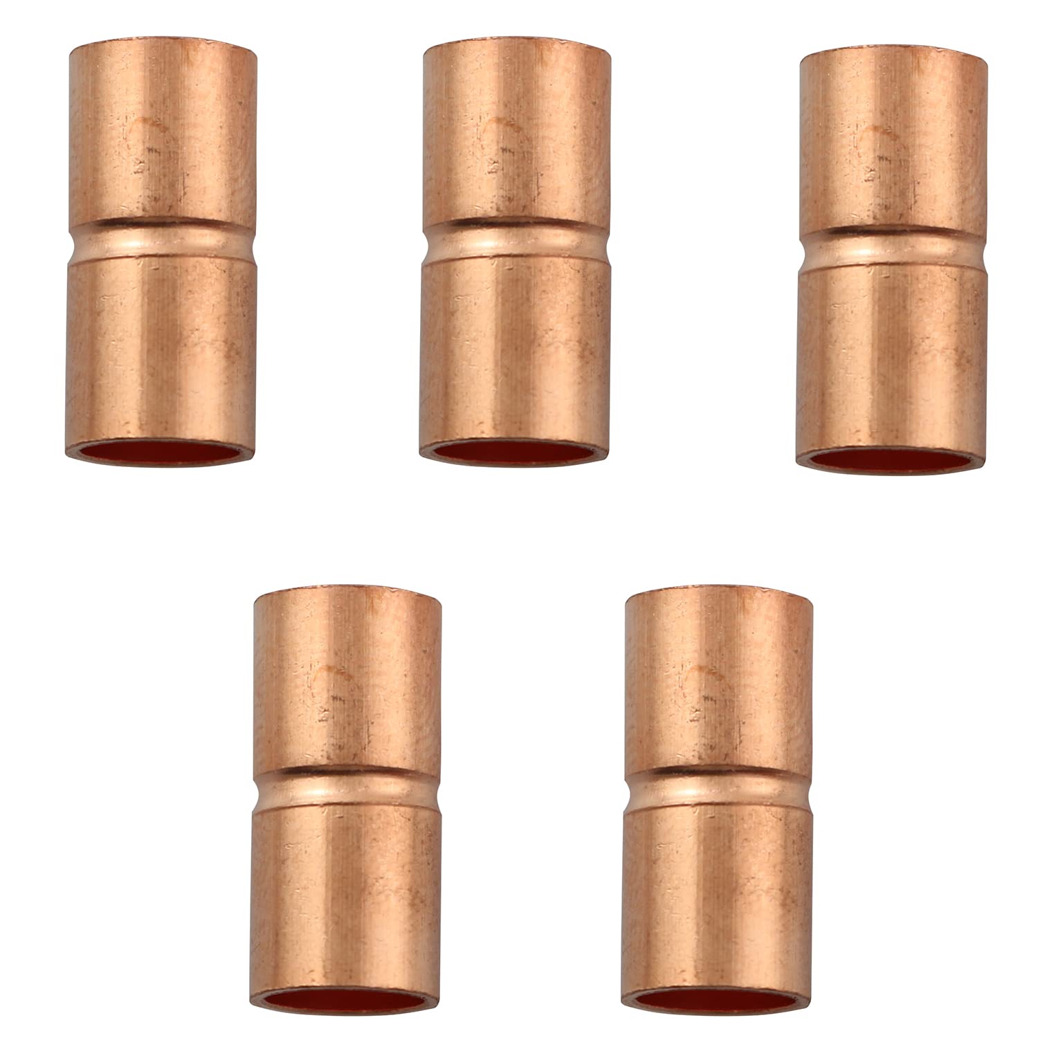 LQ Industrial 5pcs Straight Copper Coupling Fittings 1/4" ID 0.8mm Thickness Welding Joint for HVAC Air Conditioner