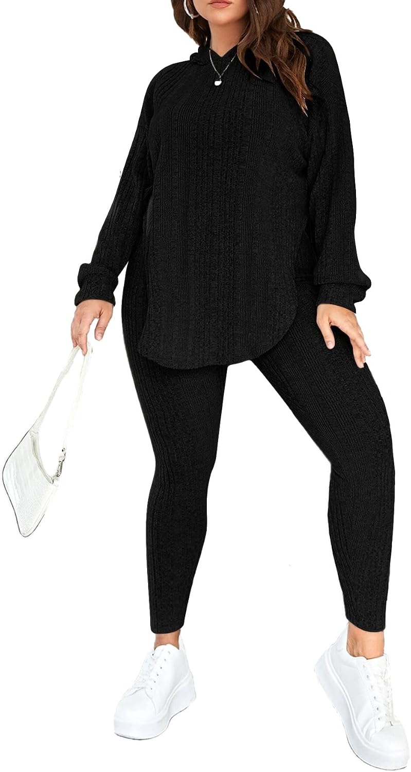 Women's Plus Size Pajama Set Lounge Set Long Sleeve Tops Wide Leg Pants Workout Sets Tracksuit