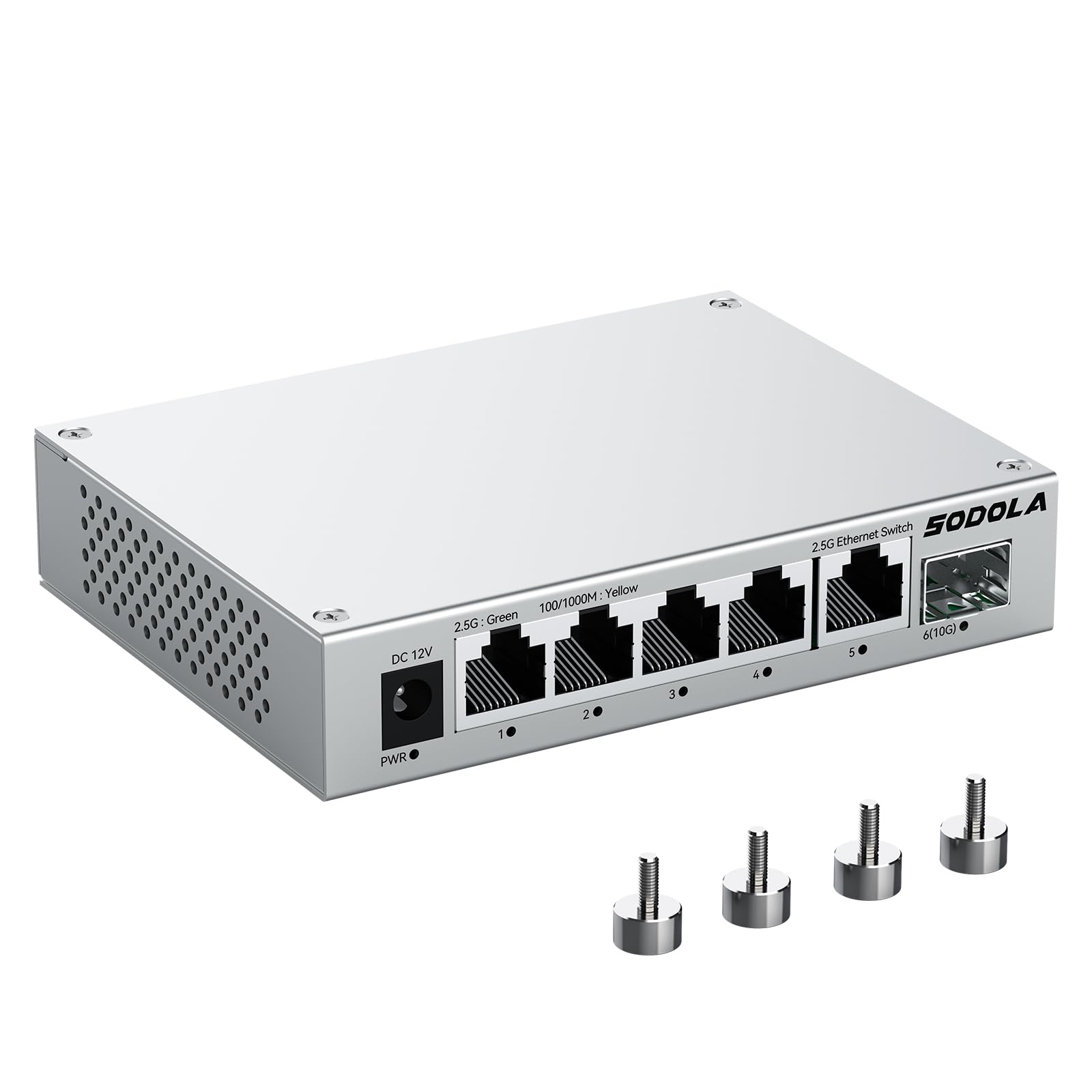 SODOLA 2.5Gb Switch Unmanaged, 5 x 2.5G Base-T Ports, 1x 10G SFP+