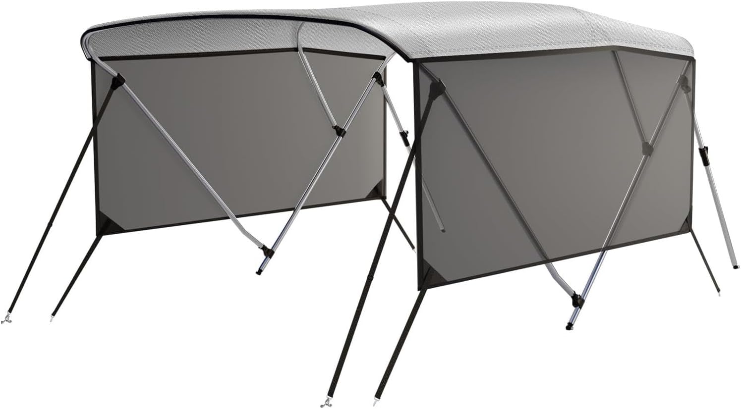 3 Bow Bimini Top Cover with 2 Removable Side Curtains, 2 Rear Support Poles, Zippered Storage Bag, Marine Grade Canvas