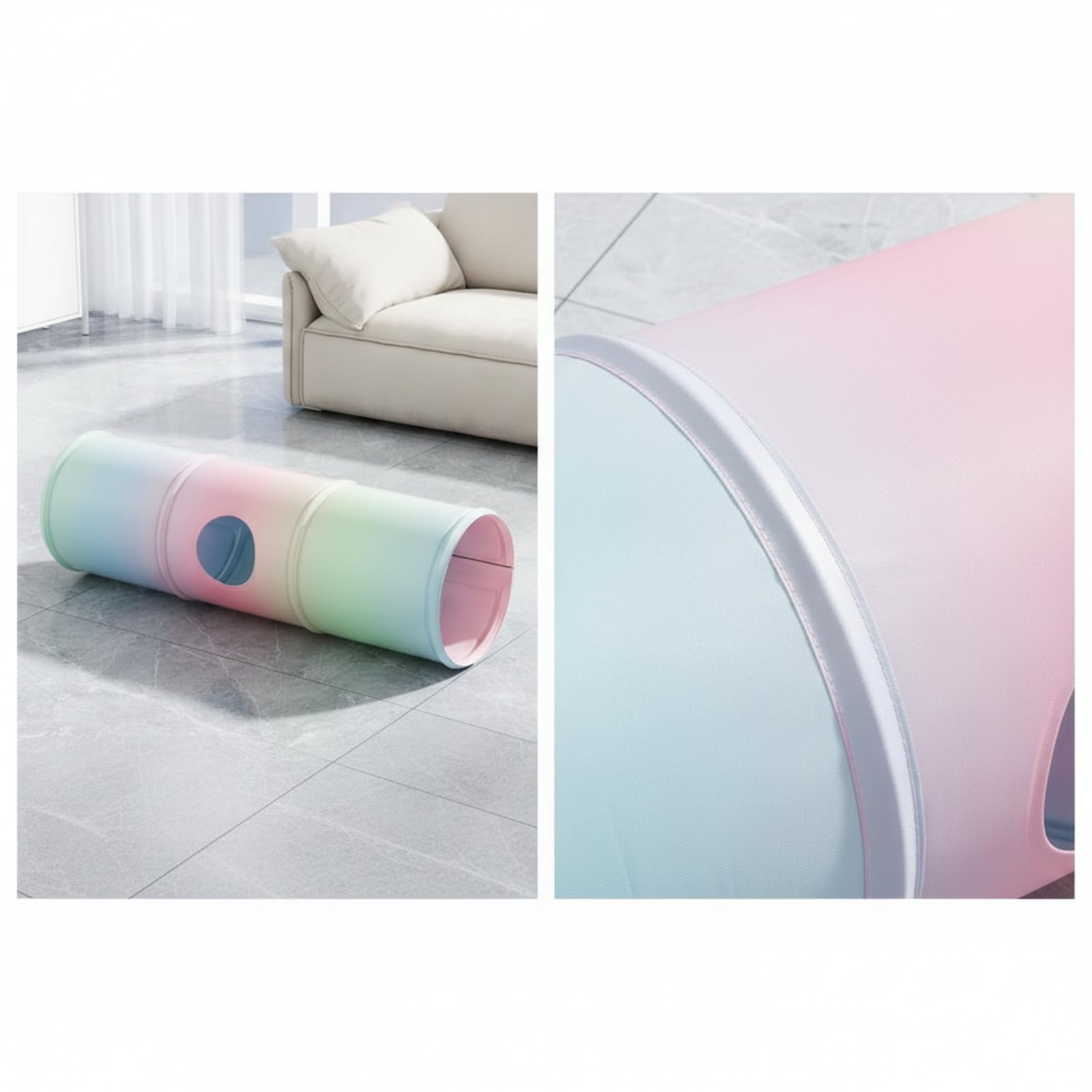 Tappetino da Gioco con Tunnel Pieghevole Tappetino Gioco Gatti Impermeabile per Gattini, Medio 78 25cm