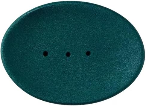 Solid Color Frosted Soap Holder, Ceramics Oval Soap Dishes, Porcelain Soap Saver, Soap Tray, for Bathroom Kitchen Green,4.6, FZH-003