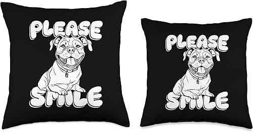 Miniatura 3 de American Bully Gifts & Accessories Funny American Bully Pet-Dog Breed Bulldog Just Smile Throw Pillow, 18x18, Multicolor