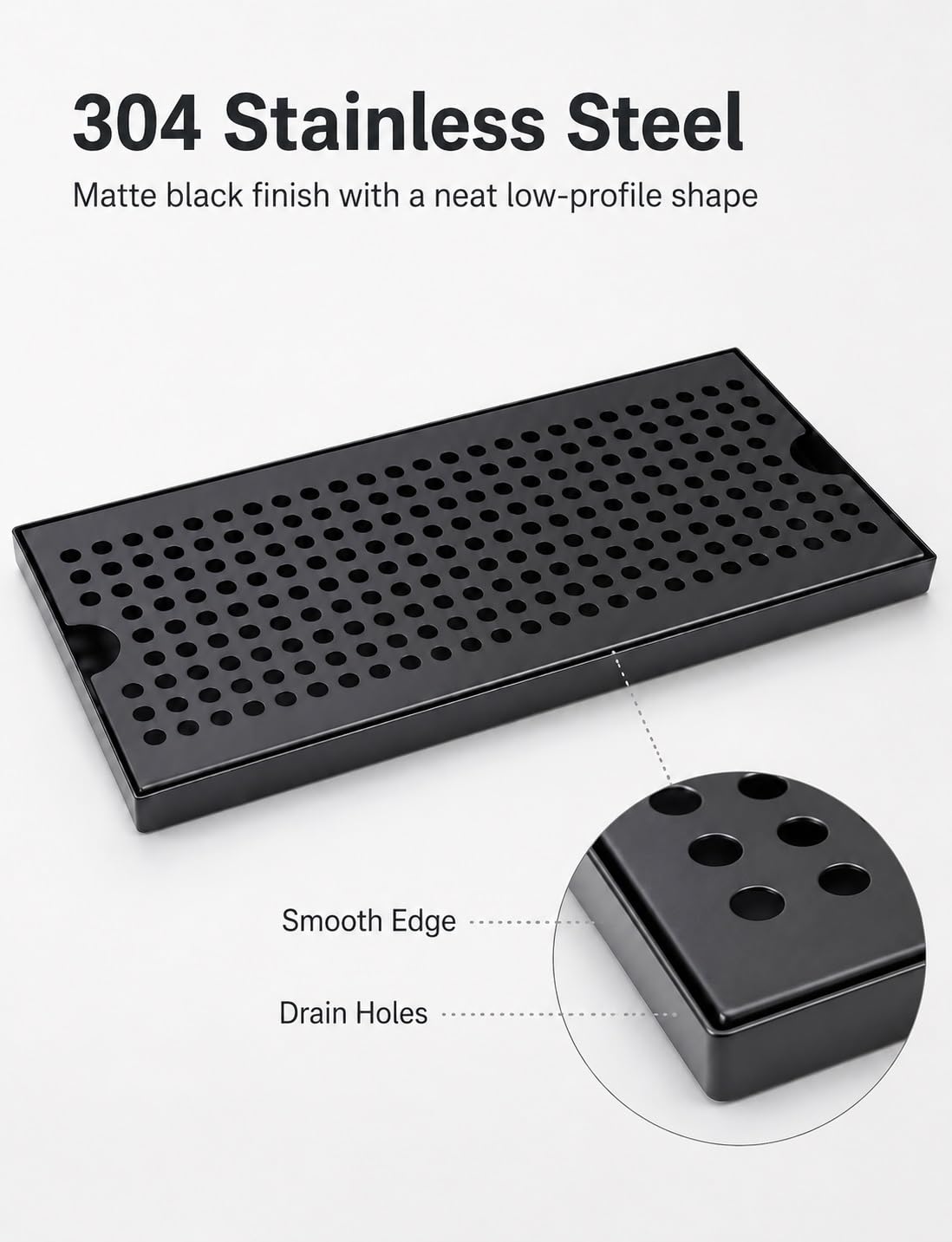 Plateau égouttoir de bar en inox 304, grille amovible et bac collecteur