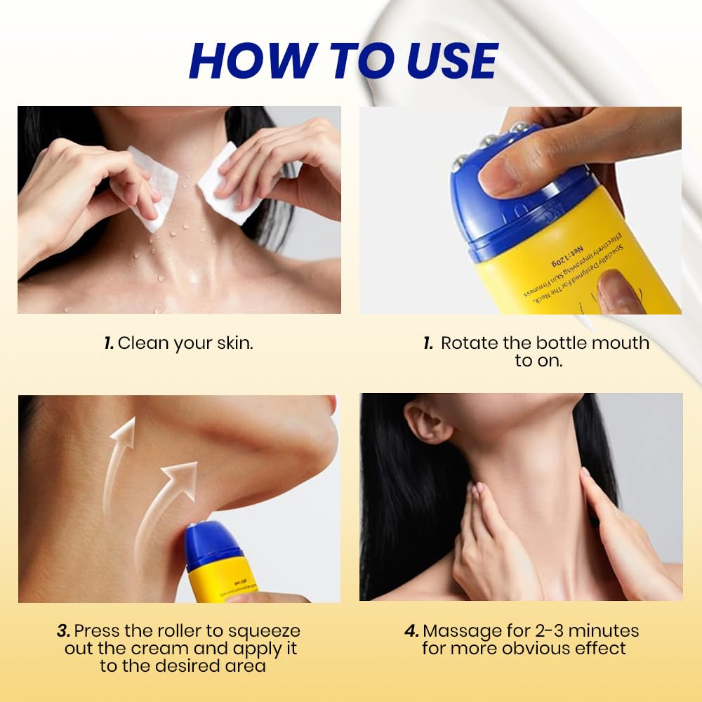 Neck Firming Cream with Massage Roller Hydrating & Tightening & Lifting Cream Silky Texture for Woman - Image 5