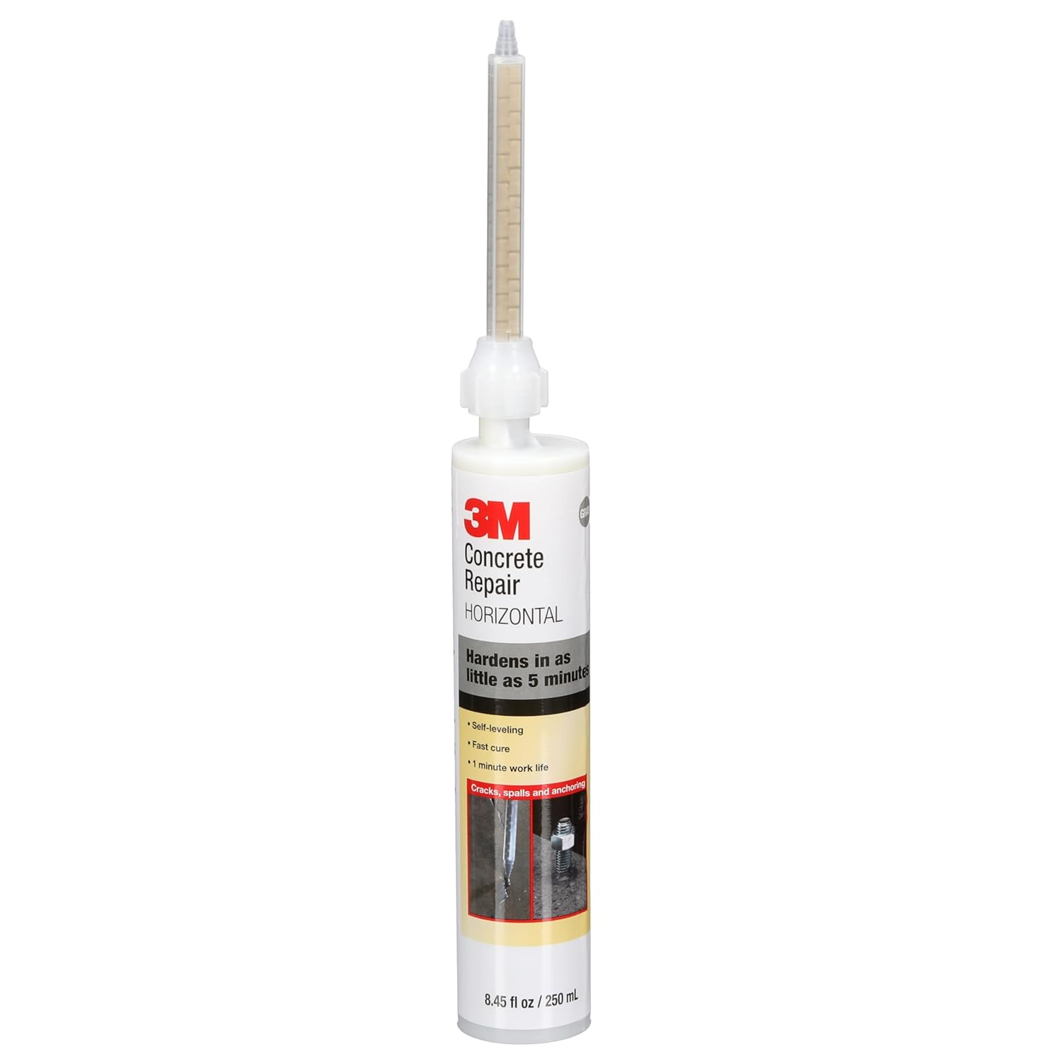 3M Scotch-Weld Concrete Repair DP600, Gray, Self-Leveling, contains 2 Mix Nozzles, 8.4 fl oz Cartridge