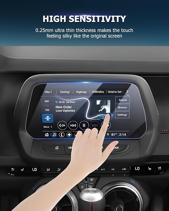 LUWU 2024 Camaro Screen Protector Compatible with 2019-2021 2022 2023 2024 Camaro Accessories Camaro 1LT/2LT/3LT/LT1/1SS/2SS/ZL1/LT1 Screen Protector 8-inch Tempered Glass Touch Screen
